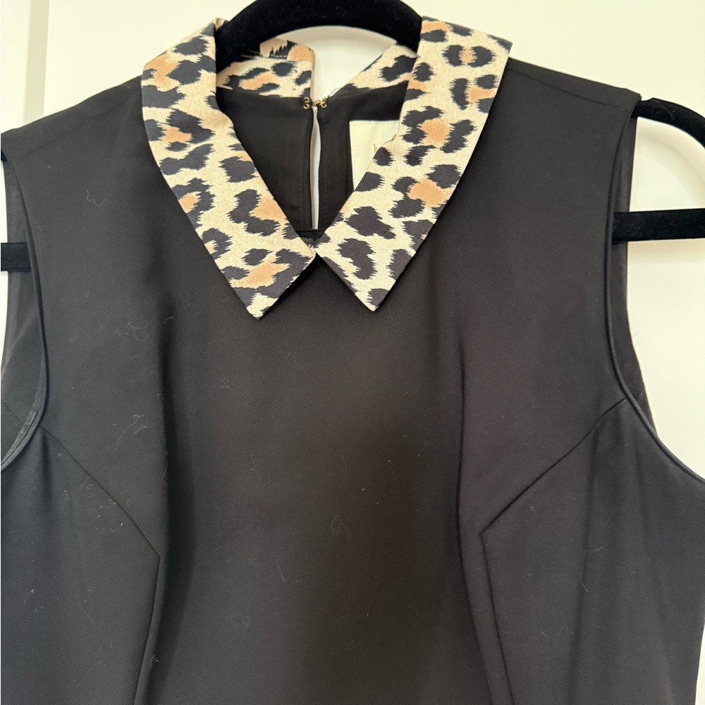 Kate Spade Rissa Fit & Flare Sleeveless Dress with Leopard Print collar Size 8 - Picture 6 of 6